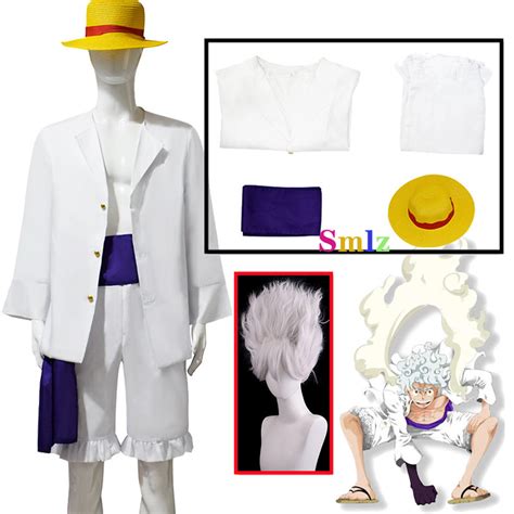 One Piece Cosplay - White Luffy Gear 5 Nika Adult Kid Costume Outfit ...