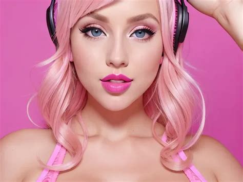 Dopamine Girl Bimbo Caucasian Blonde Hair Late Twenties Pink