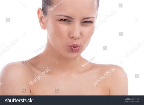 Woman Making Face Beautiful Young Woman Stock Photo 152117165