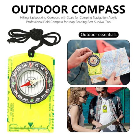 Hiking Backpacking Compass With Scale For Camping Navigation Acrylic Professional Field Compass