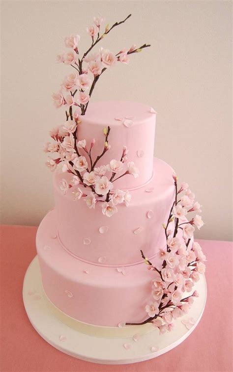 Cherry Blossom Birthday Cake ウェディングケーキ デザイン 素敵なケーキ 桜のケーキ