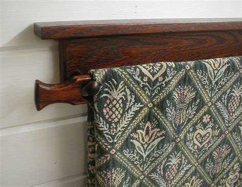 36 In Oak Quilt Rack Wall Mounted Dark Wine Cherry