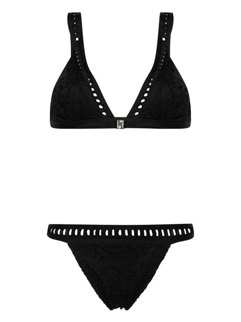 Ermanno Scervino Broderie Anglaise Triangle Bikini Black FARFETCH