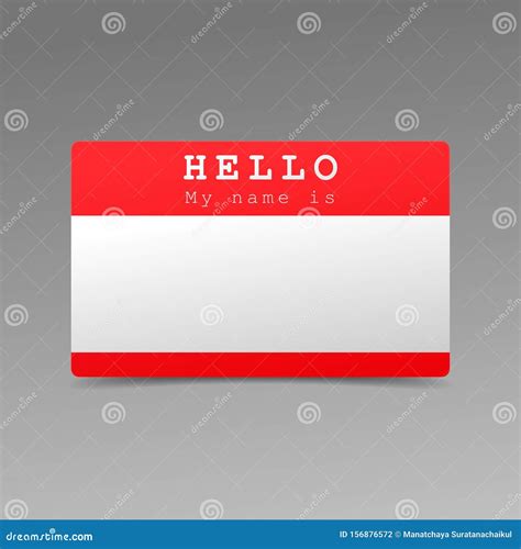 Red Name Tag Empty Sticker HELLO My Name Is Stock Illustration