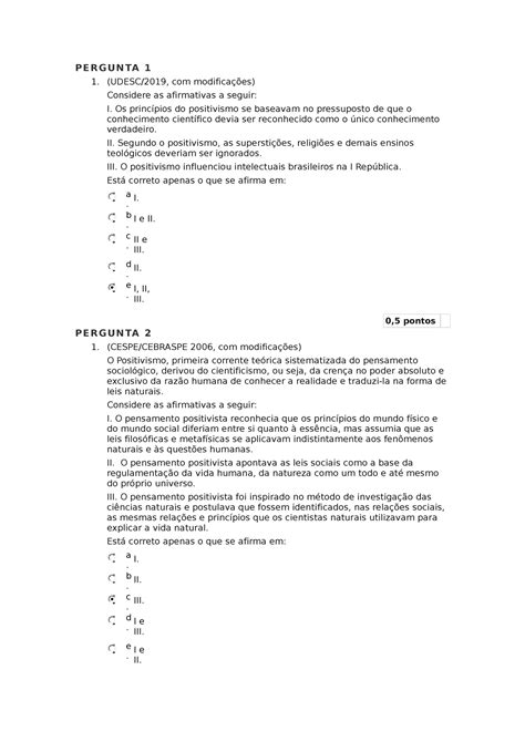 Doc tes questoes P E R G U N TA 1 1 UDESC 2019 modificações