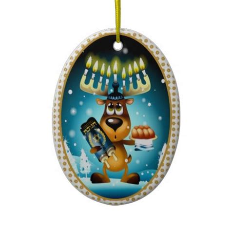 Hanukkah Reindeer Celebrates Chrismukkah Ceramic Ornament Zazzle