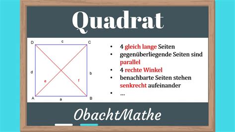 Quadrat Eigenschaften und Quadrat zeichnen ganz einfach erklärt