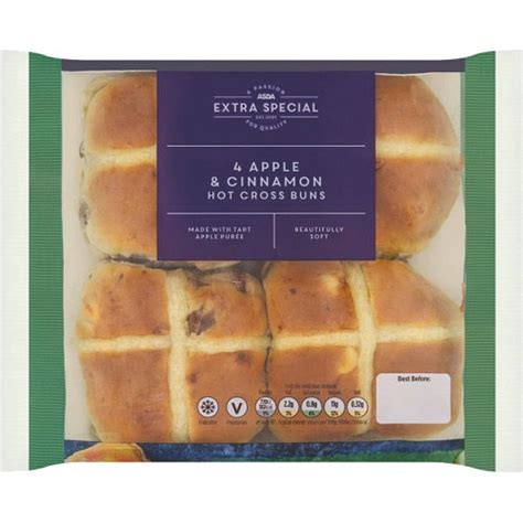 ASDA Extra Special 4 Apple Cinnamon Hot Cross Buns 4 Compare