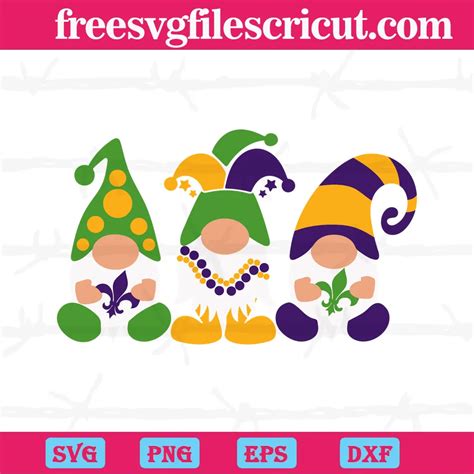 Mardi Gras Gnomes Svg Png Dxf Eps Cricut Files Free Svg Files For Cricut