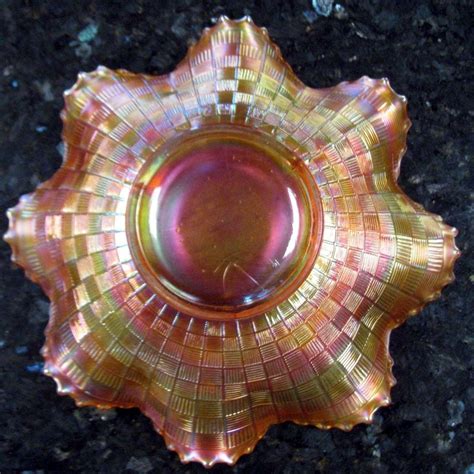 1908 Northwood Rainbow Pastel Marigold Carnival Glass Ruffled 875 Bowl Ebay