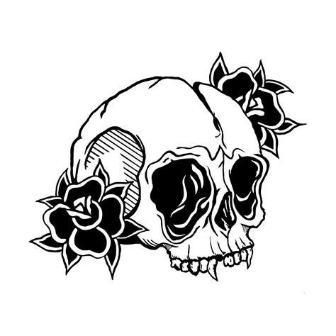 Skull And Roses Traditional Tattoo Idea Skull Tattoo Design Floral Tattoo Design White Tattoo