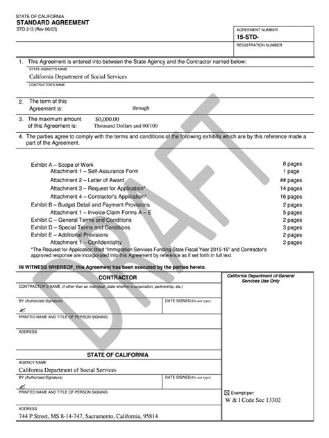 Fillable Online Cdss Ca Standard Agreement Cdss California