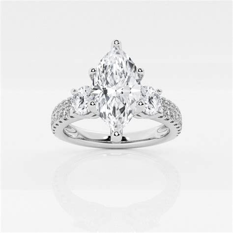 Ctw Marquise Lab Grown Diamond Engagement Ring With Double Row