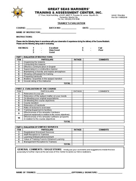 Evaluation Form | PDF