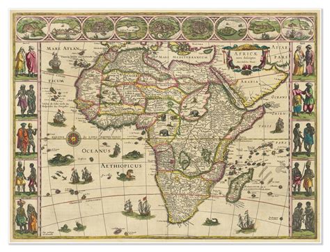 Vintage Old World Africa Print Africae Nova Descriptio Map by Willem ...