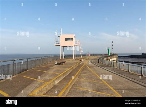 Cardiff Bay Barrage Concrete Structure Wales Uk Pink Lookout Tower