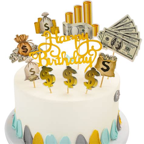 Buy Happy Birthday Cake Topper Dollar Cupcake Topper Money Theme Cake