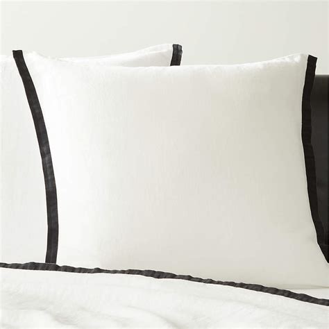 Border European Flax Certified Linen White And Black Euro Pillow Shams