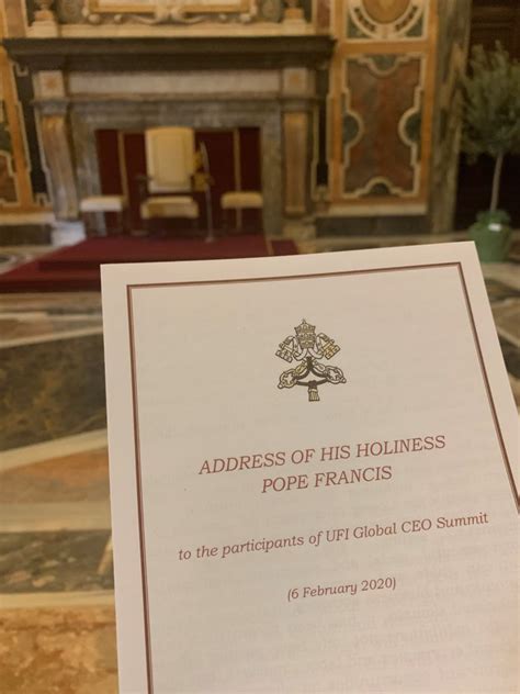 Address Of His Holiness Pope Francis to the particiants of UFI GCS