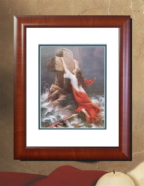 Trust In God Woman In Storm Clinging To Cross Christian Framed Art