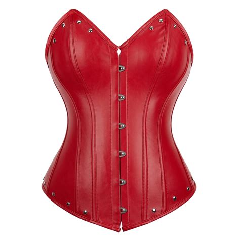 Gothic Faux Leather Corsets Overbust Burlesque Body Shaper Sexy Women Lingerie Plus Size