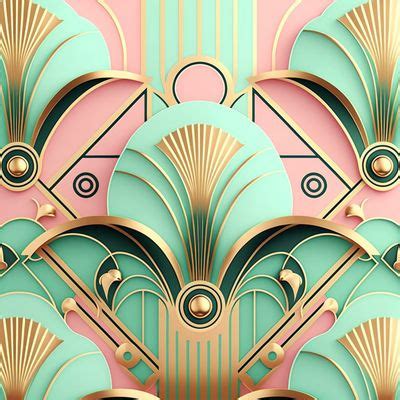 Vintage 1920s Inspired Modern Art Deco Luxe Glam Pattern Featuring