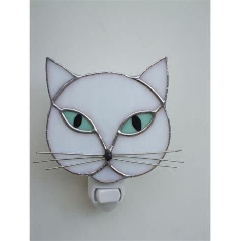 White Cat Face Stained Glass Night Light A Lite In The Nite