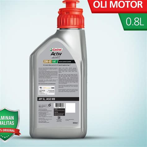 Jual Original Oli Mesin Motor Castrol ACTIV Matic 20W 40 Kemasan 0 8L