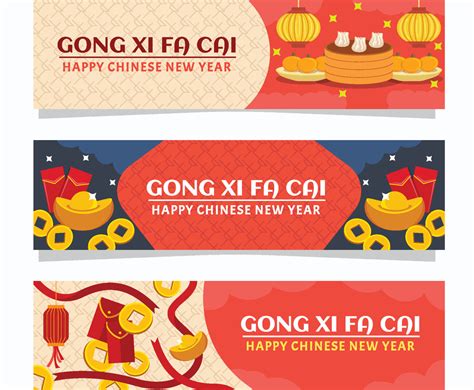 Chinese New Year Banner Set Vector Art & Graphics | freevector.com