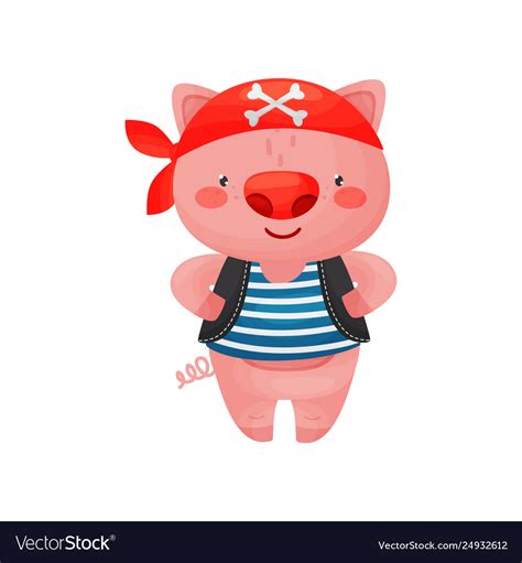 Pig pirate character in cartoon style a blue Vector Image