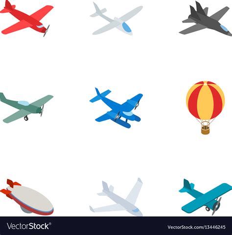 Airplane Icons Isometric 3d Style Royalty Free Vector Image