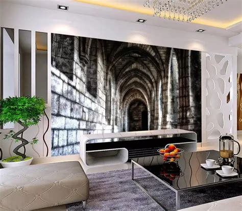 Custom 3d Mural Wallpaper European Style Subway Passage Wall Painting Living Room Tv Background