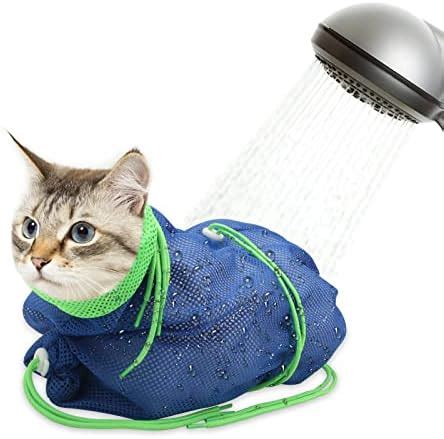 Amazon Cat Shower Net Bag Cat Grooming Bathing Bag Adjustable Cat