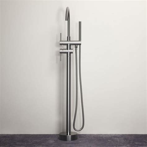 Luxe Brushed Stainless Floorstanding Bath Shower Mixer Tap Lusso