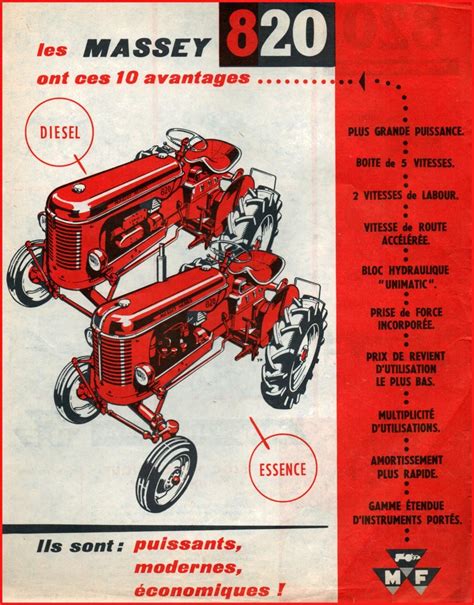 Prospectus Prospect Tracteur Tractor Massey Ferguson MF 820 2 Pages