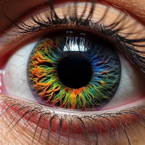 Premium Ai Image A Close Up Of A Persons Eye With A Rainbow Colored Eye