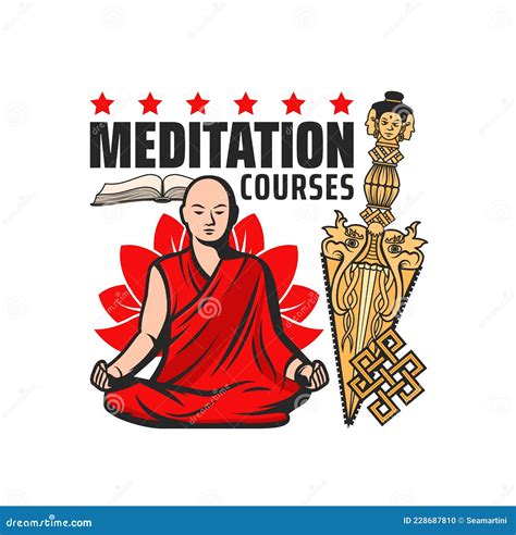 Buddhism Meditation Courses Icon, Religion Symbols Stock Vector ...