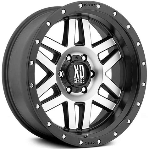 20x10 KMC XD Series XD128 Machete Satin Black Machined Face REV Wheels