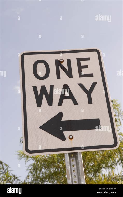 One Way Traffic Sign Usa Stock Photo Alamy