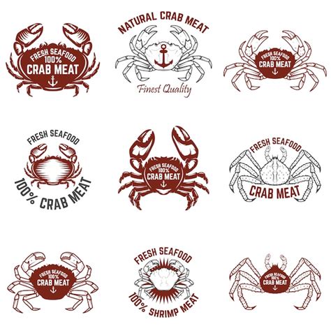 Premium Vector Set Of Crab Meat Labels Fresh Seafood Elements For