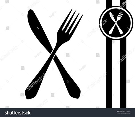 Fork And Knife - Black And White Vector Icon - 391324849 : Shutterstock