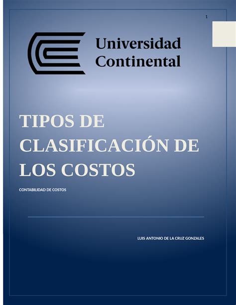 Pa1 Contabilidad De Costos Tipos De ClasificaciÓn De Los Costos