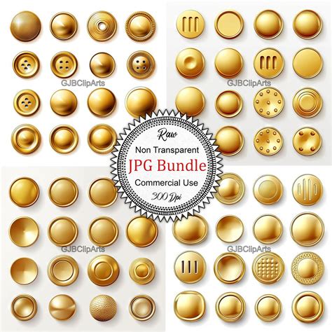 Gold Buttons Clipart, Vintage Buttons Clipart, Sewing Clipart ...