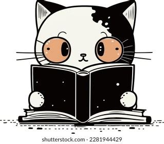 Cat Reading Book White Background Stock Vector (Royalty Free) 2281944429 | Shutterstock