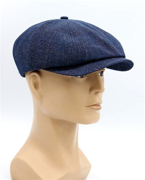 Mens Newsboy Hat Baker Boy Cap Slouchy 8 Panel Blue Etsy