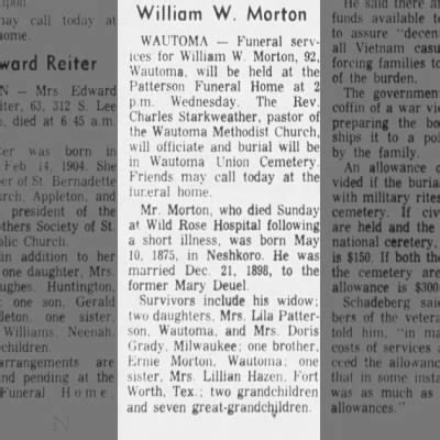 Obituary For William W Morton Aged Newspapers