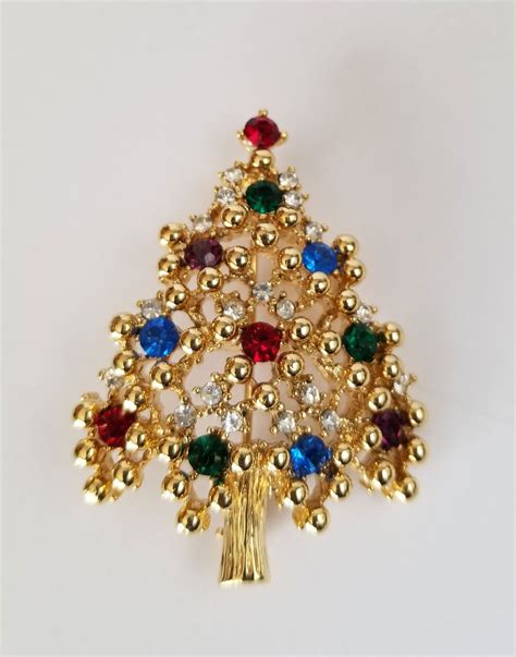 Sparkling Vintage Eisenberg Christmas Tree Brooch