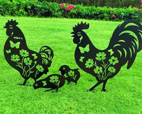 Amazon Solidmacs Pcs Metal Chicken Garden Stakes Rooster Yard