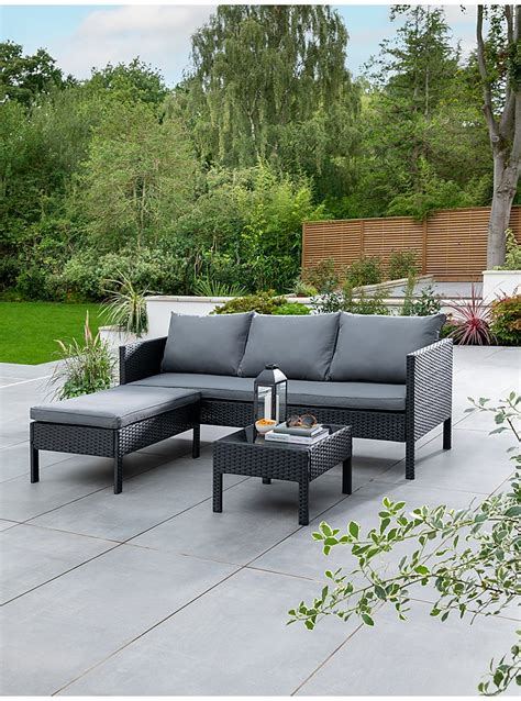 Black Rattan Chaise Set Outdoor And Garden George At Asda