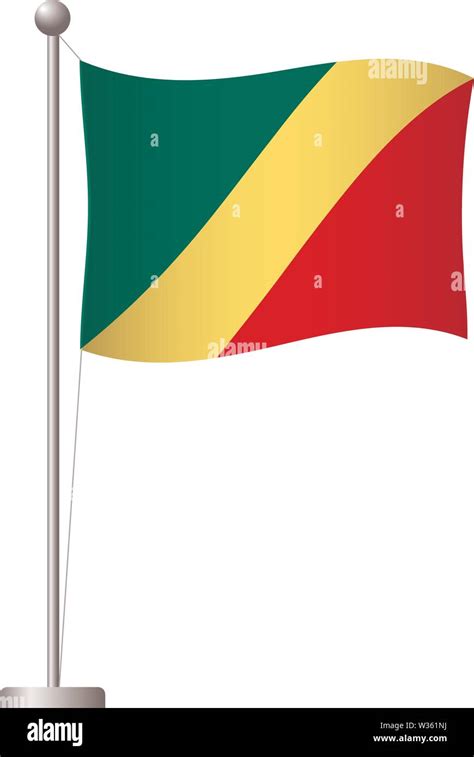 Congo Flag On Pole Metal Flagpole National Flag Of Congo Vector